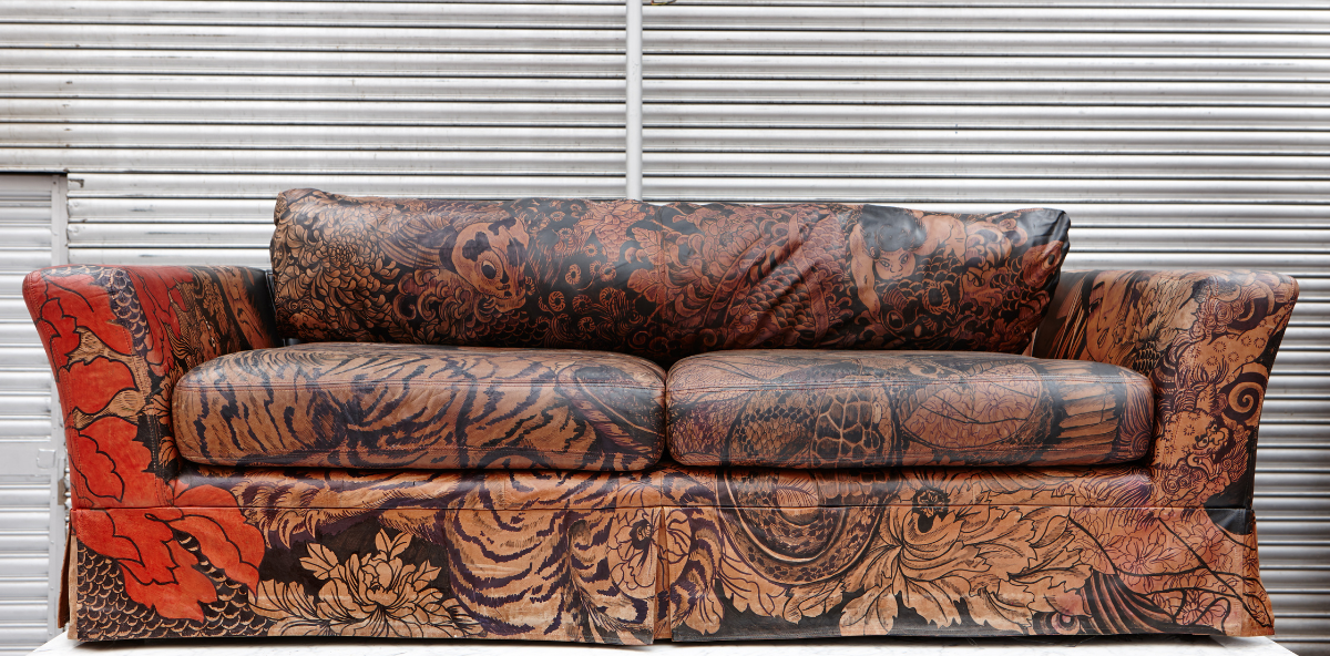 Leather sofa painted with Leather Paint