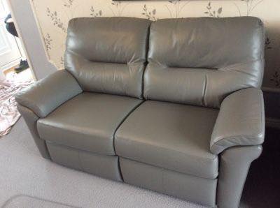 White Leather Sofa, Now Grey