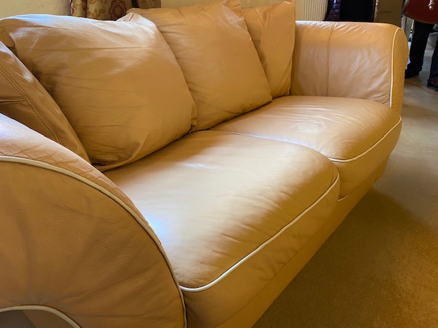 White Leather Sofa, After Restoration
