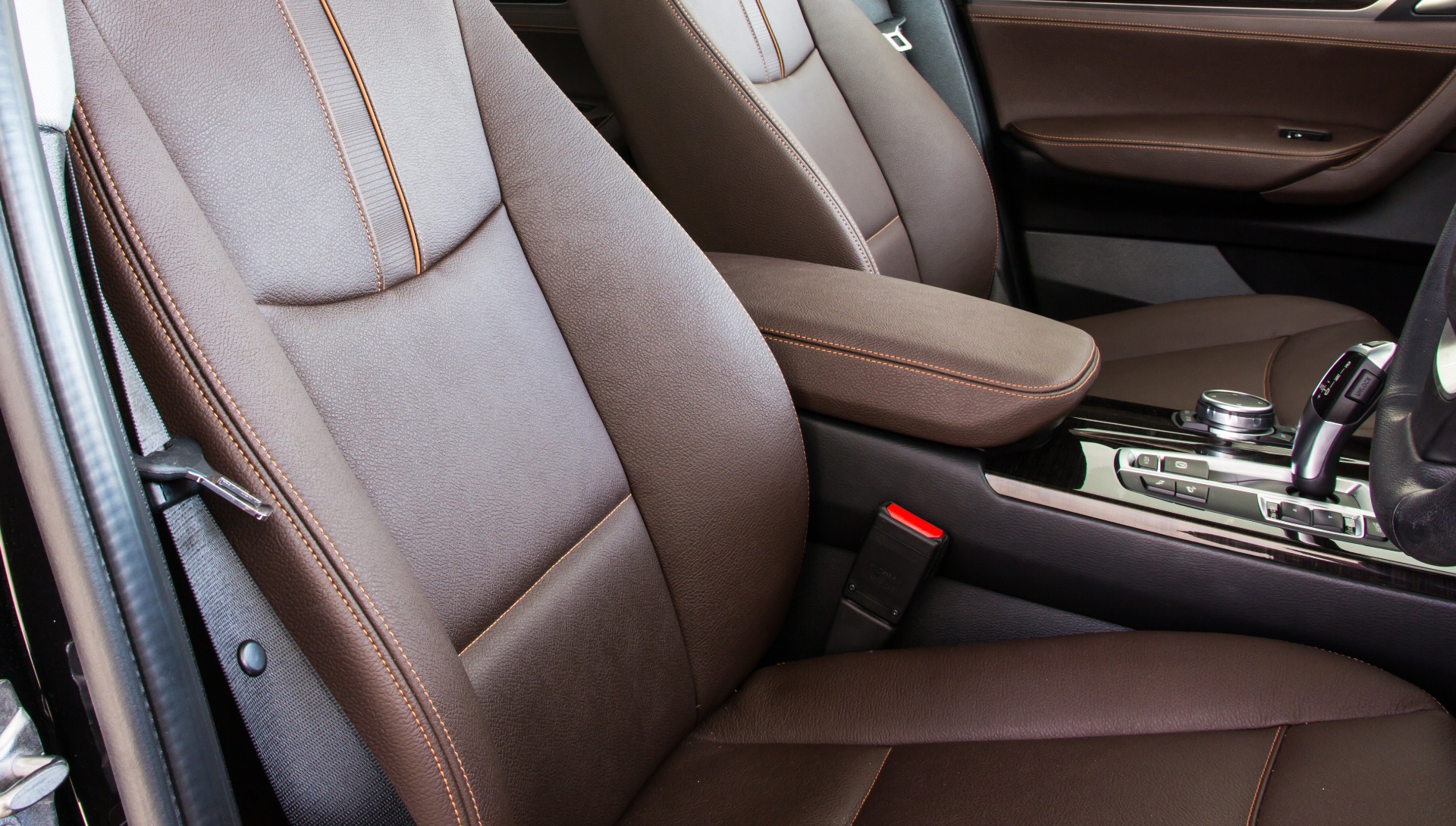 Black leather car seats
